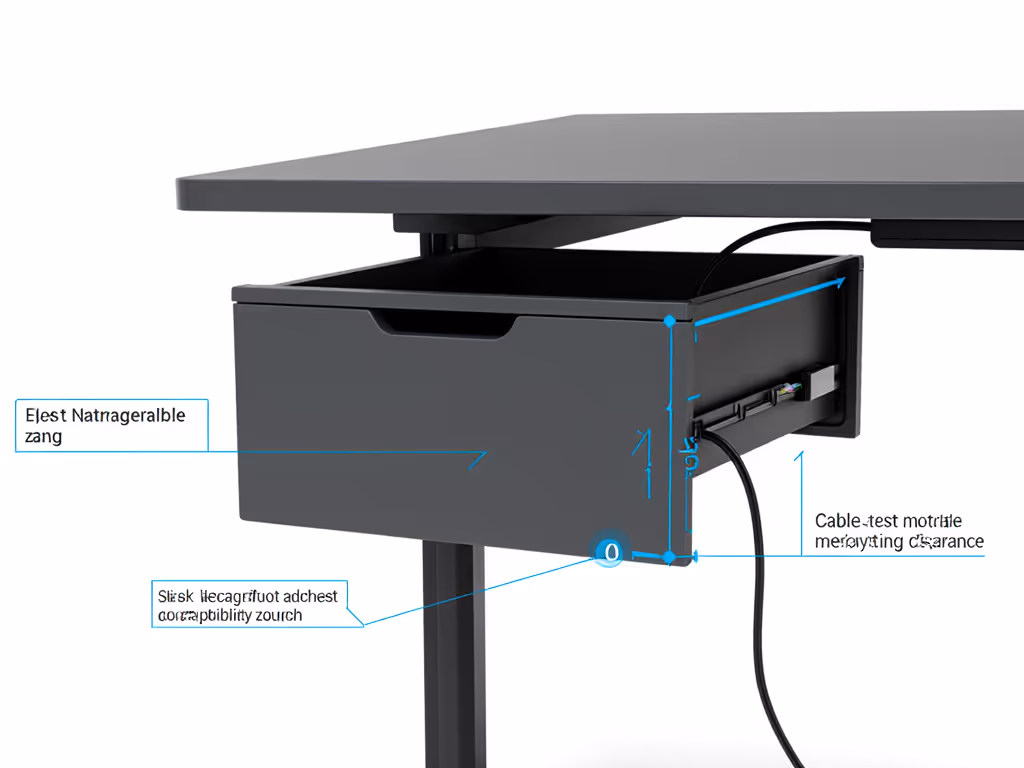 under-desk_slim_drawer_mounted_on_standing_desk_showing_dimensions_and_cable_management_channels